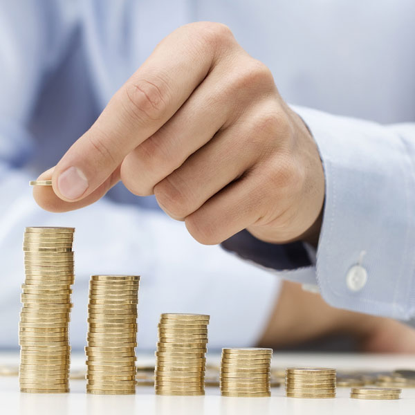 Man counting money saved